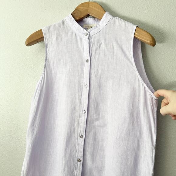 Eileen Fisher Purple Dyed Organic Handkerchief Linen Sleeveless Shirt Size Small - Picture 3 of 10